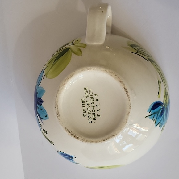 Genuine Ironstone Ware Hand Painted Blue Flowers Coffee Cup Soup Mug Japan - Picture 2 of 12